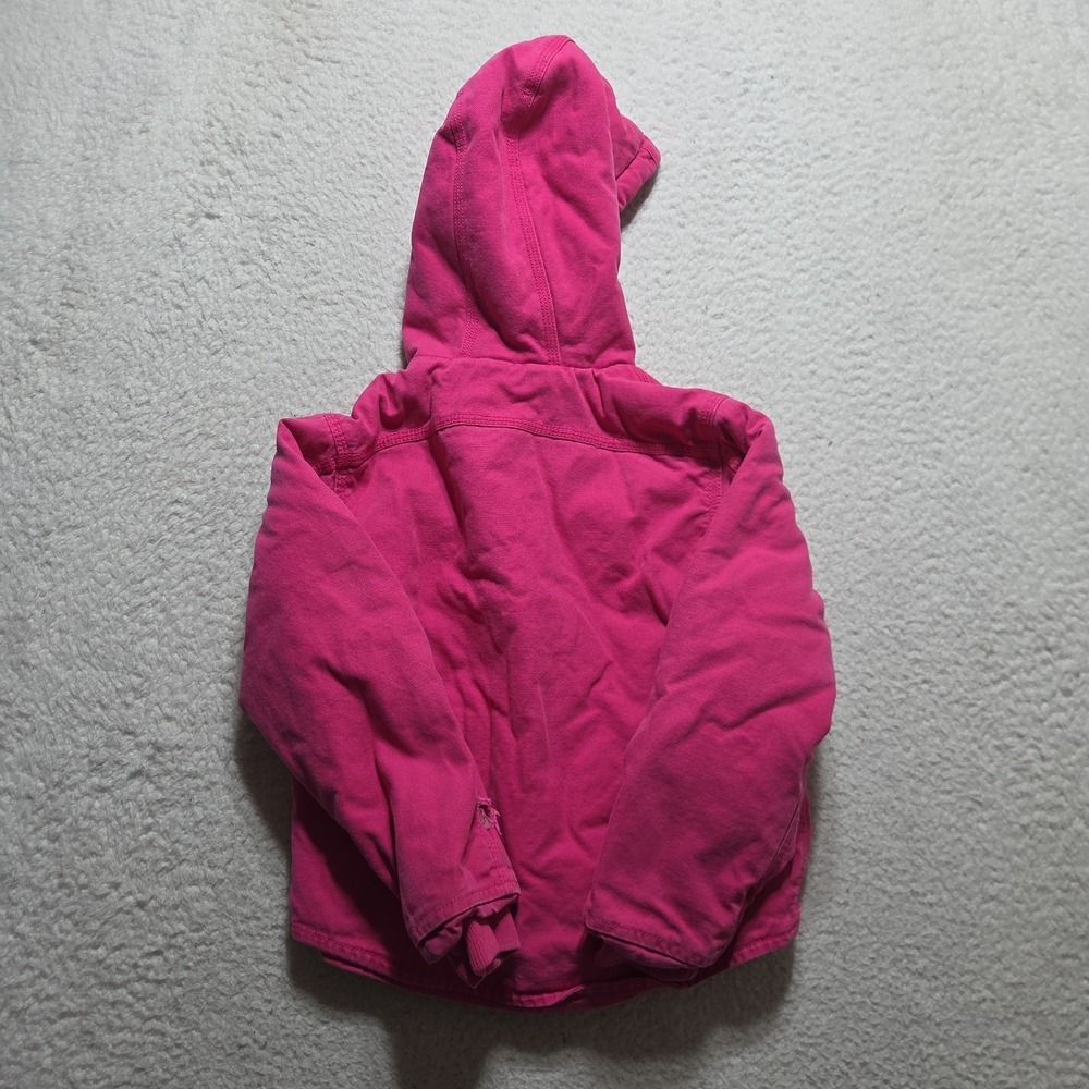 Carhartt Jacket Youth Girls‎ Size XS 6 Hot Pink Lined Zip Up Hooded Sherpa Lined - Picture 7 of 8